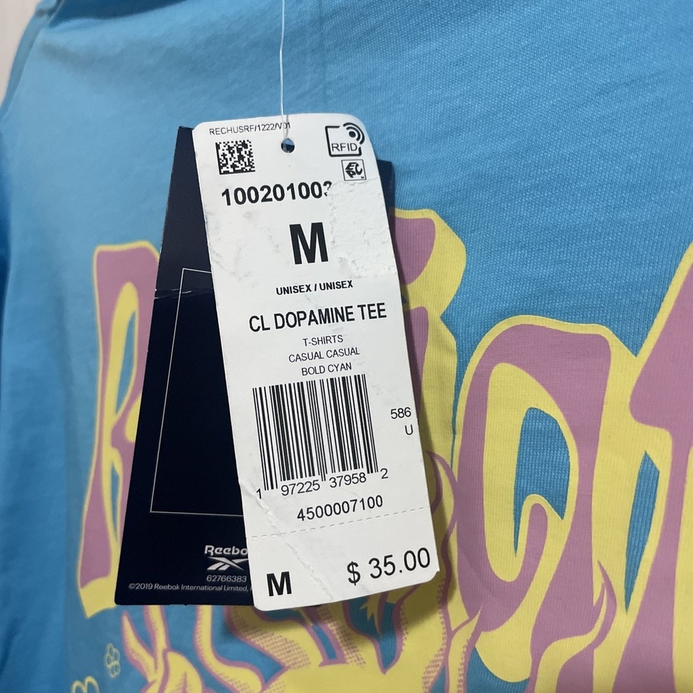 Reebok Unisex Women's Med Dopamine Radiate Good Vibes Blue/pink Sun Shirt‎ NWT - Picture 2 of 6
